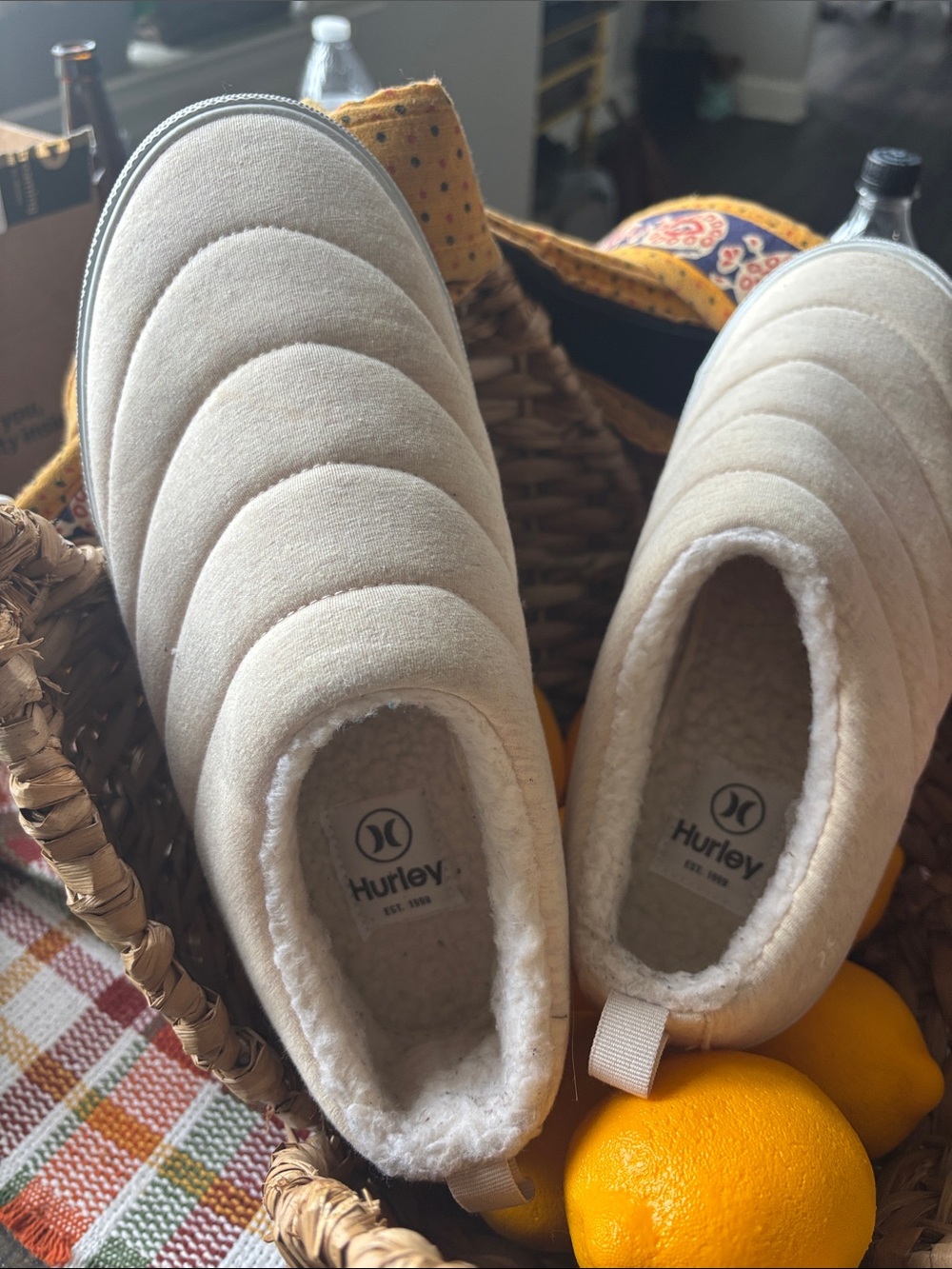 Hurley Quilted Cream Slip-On Loafers with Plush Lining